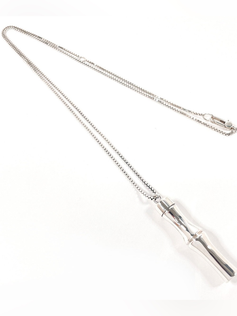 GUCCI Sterling Silver Bamboo Pendant Necklace - Authentic - Unisex - Picture 4 of 11